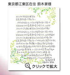 東京都品川区在住　本間様　から届いたメッセージ